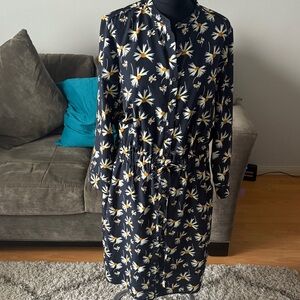 Banana Republic Black Floral Long Sleeve Dress